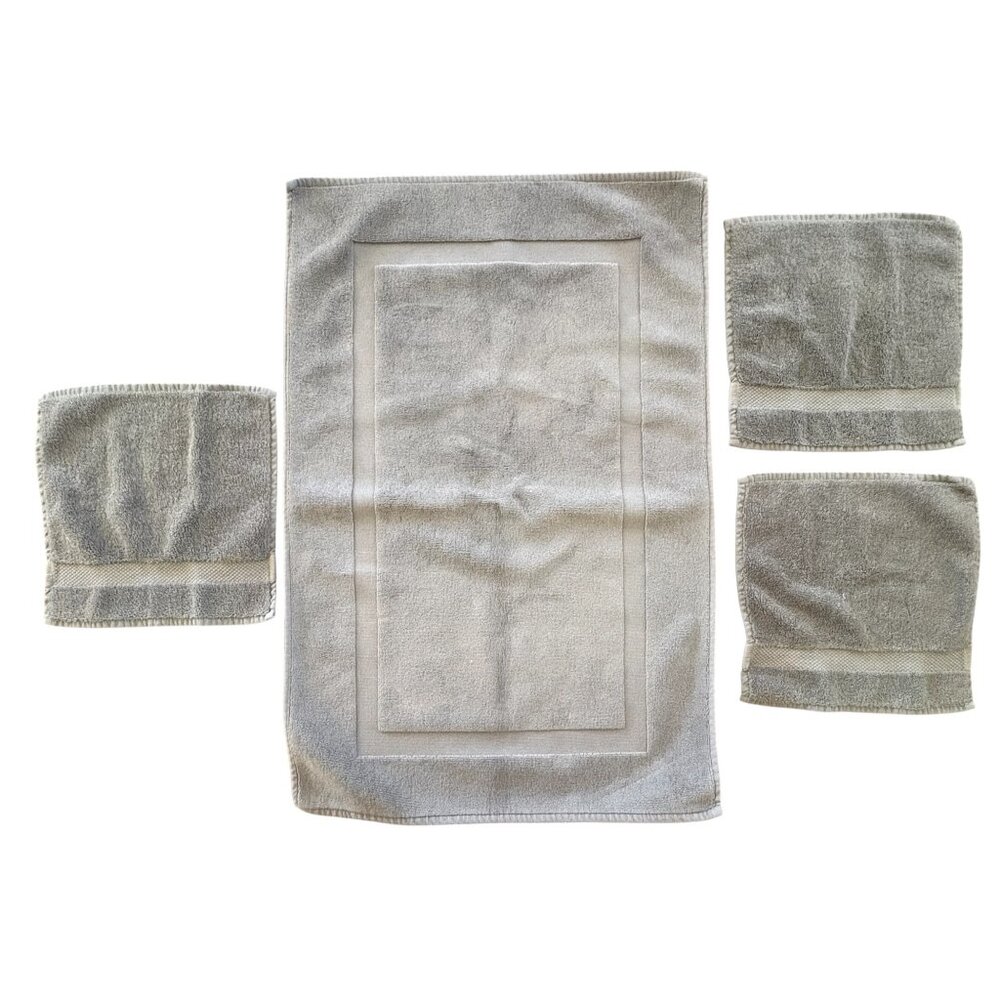 Restoration Hardware Turkish Cotton Bathmat and 3 Washcloths Grayish Green